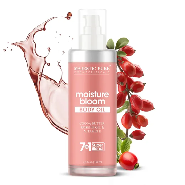 majestic-pure-moisture-bloom-body-oil-with-cocoa-butter-and-rosehip-oil-3-4-fl-o image 1
