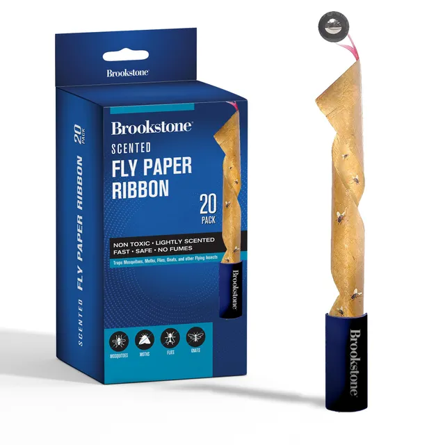 brookstone-fly-ribbon-20-pack-lightly-scented-adhesive-traps-for-indoor-outdoor- image 1