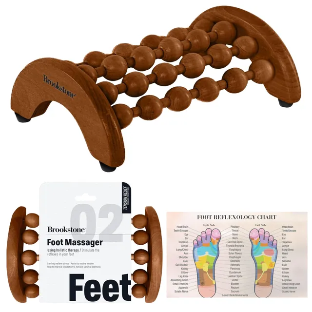 brookstone-wood-foot-massager-wooden-massage-roller-for-reflexology-stress-relie image 1