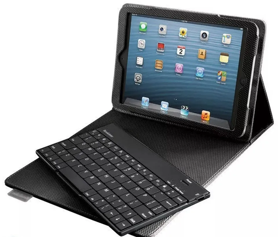 brookstone-bluetooth-keyboard-with-tech-grip-case-for-ipad-mini-tablet image 1