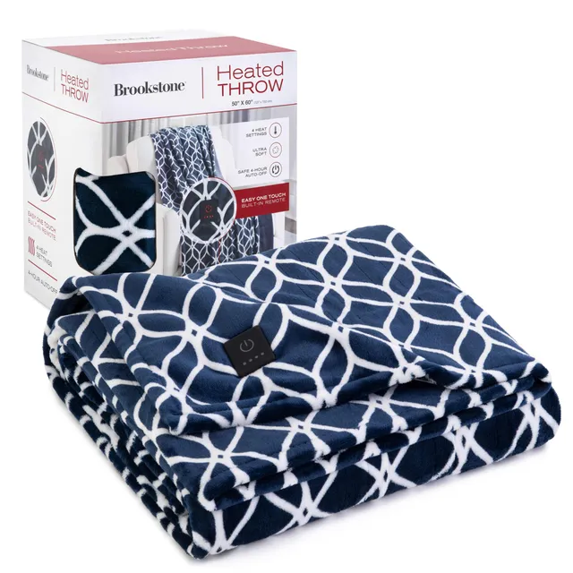 brookstone-electric-heated-plush-throw-50-x60-heated-blanket-with-4-heat-setting image 1