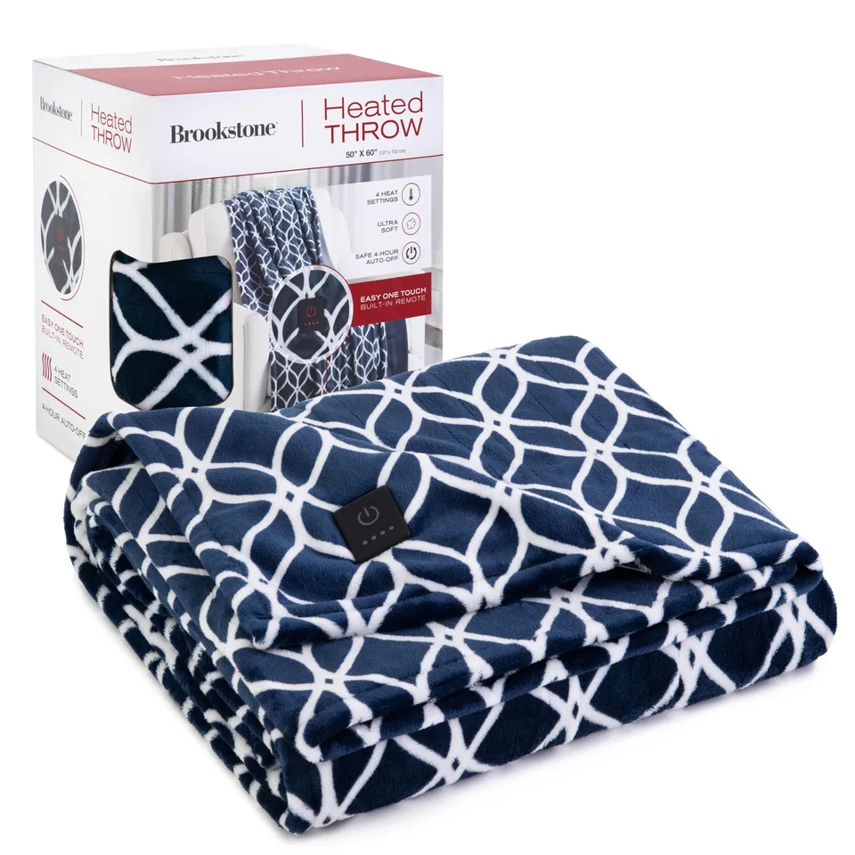 brookstone-electric-heated-plush-throw-50-x60-heated-blanket-with-4-heat-setting image 1