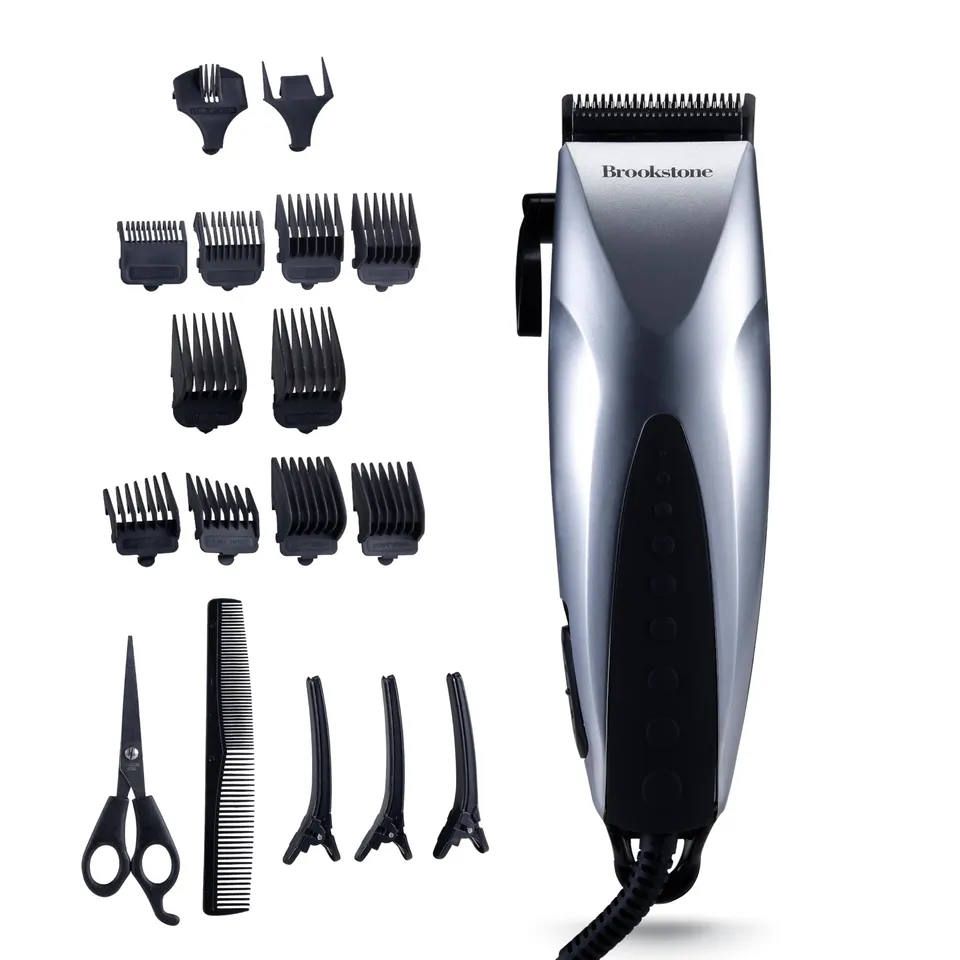 brookstone-metallic-cordless-t-blade-hair-clipping-set-precision-cutting-with-re image 1