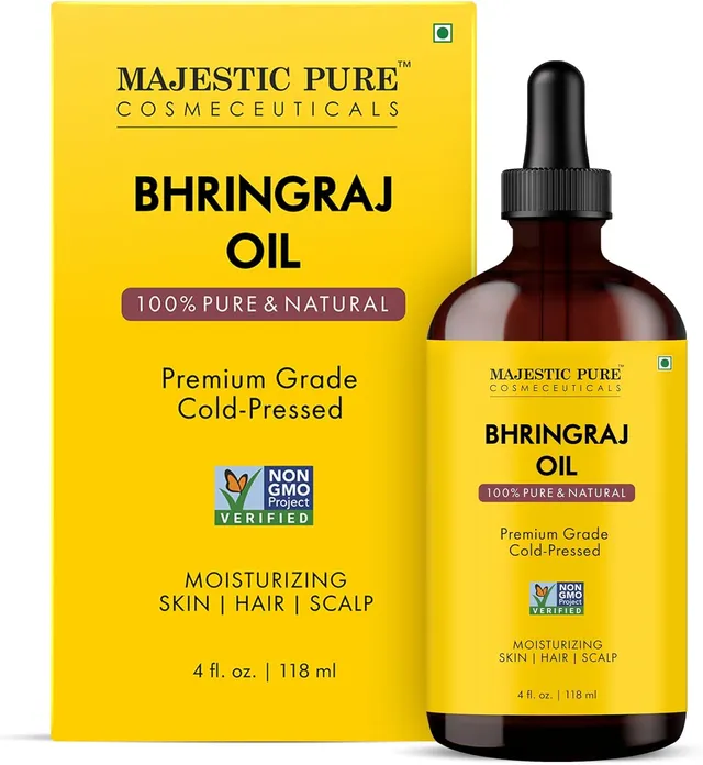 majestic-pure-bhringraj-carrier-oil-4-oz-118-ml-with-dropper-traditional-hair-gr image 1