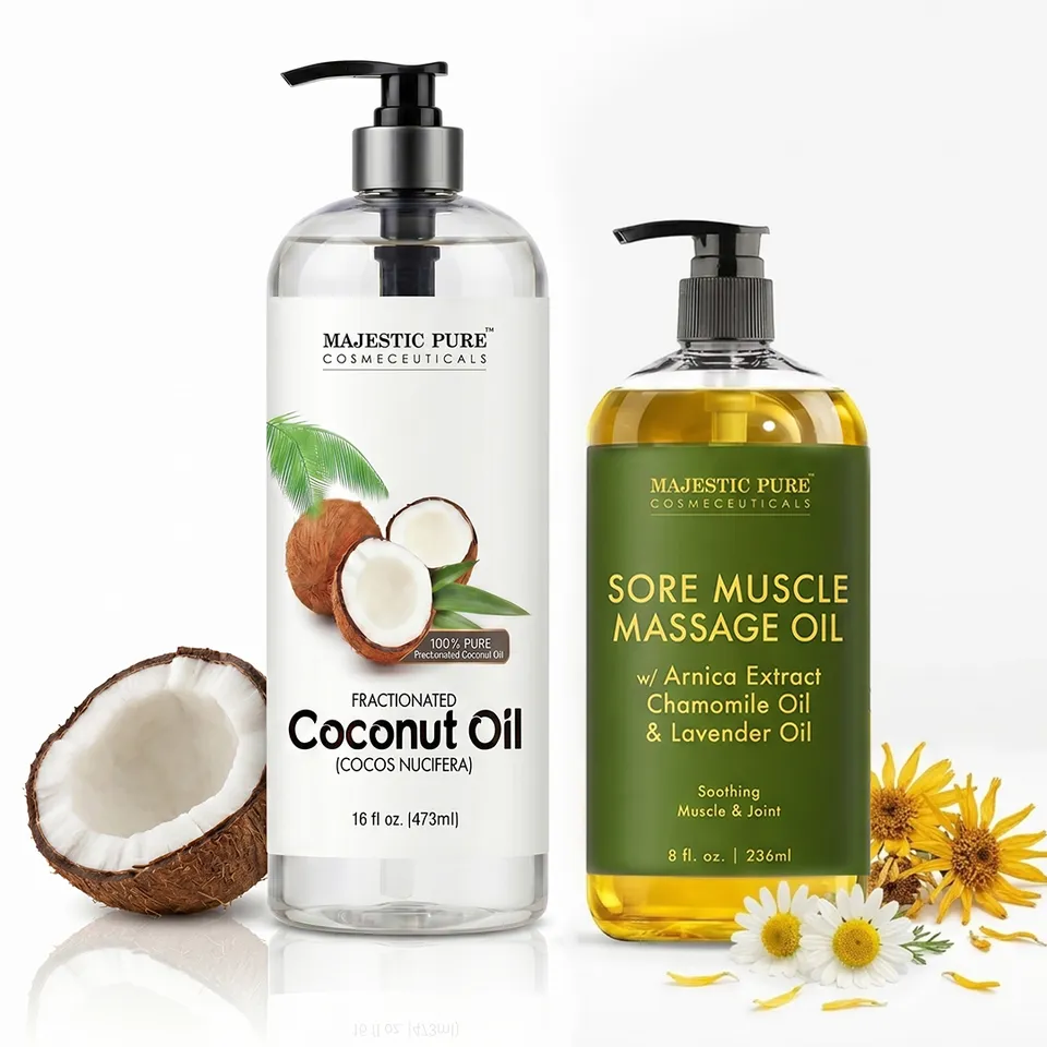 majestic-pure-fractionated-coconut-oil-sore-muscle-massage-oil-with-lavender-cha image 1