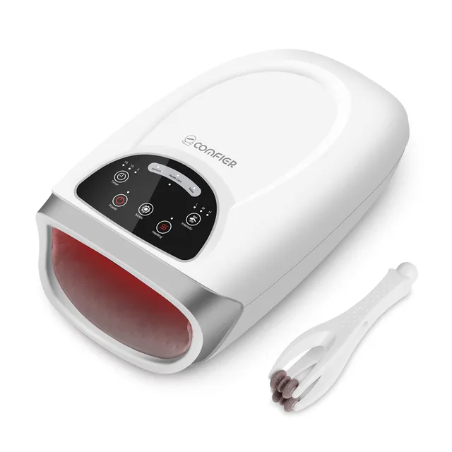comfier-rechargeable-cordless-hand-massager-with-heat-compression-classic-white image 1