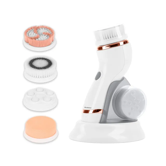 brookstone-6-piece-sonic-facial-cleansing-system-with-4-brush-heads-water-resist image 1
