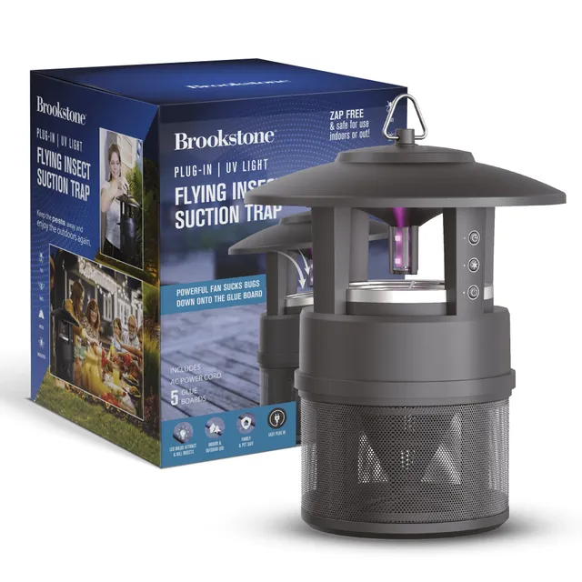 brookstone-plug-in-uv-light-insect-trap-ultra-quiet-fan-with-replaceable-glue-bo image 1