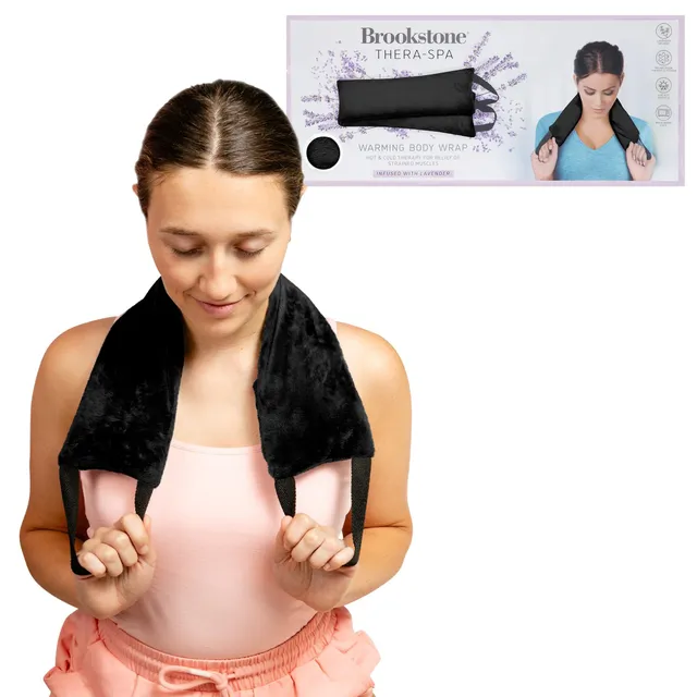 brookstone-thera-spa-heating-pad-cooling-neck-wrap-with-straps-microwave-heating image 1