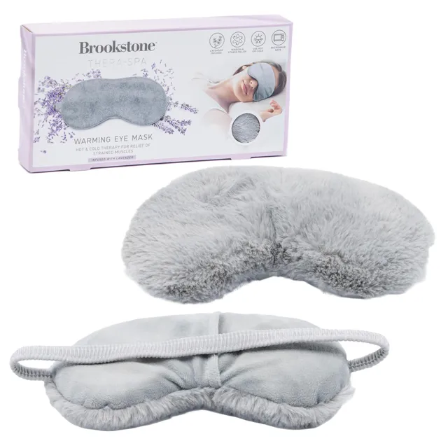 brookstone-weighted-eye-mask-for-hot-cold-therapy-lavender-infused-glacier-gray image 1