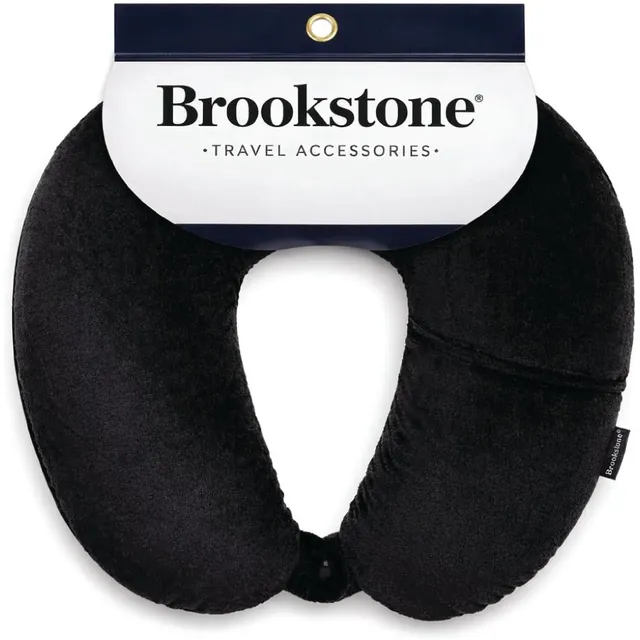 brookstone-microbead-neck-pillow-super-soft-cozy-lightweight-travel-pillow-with- image 1