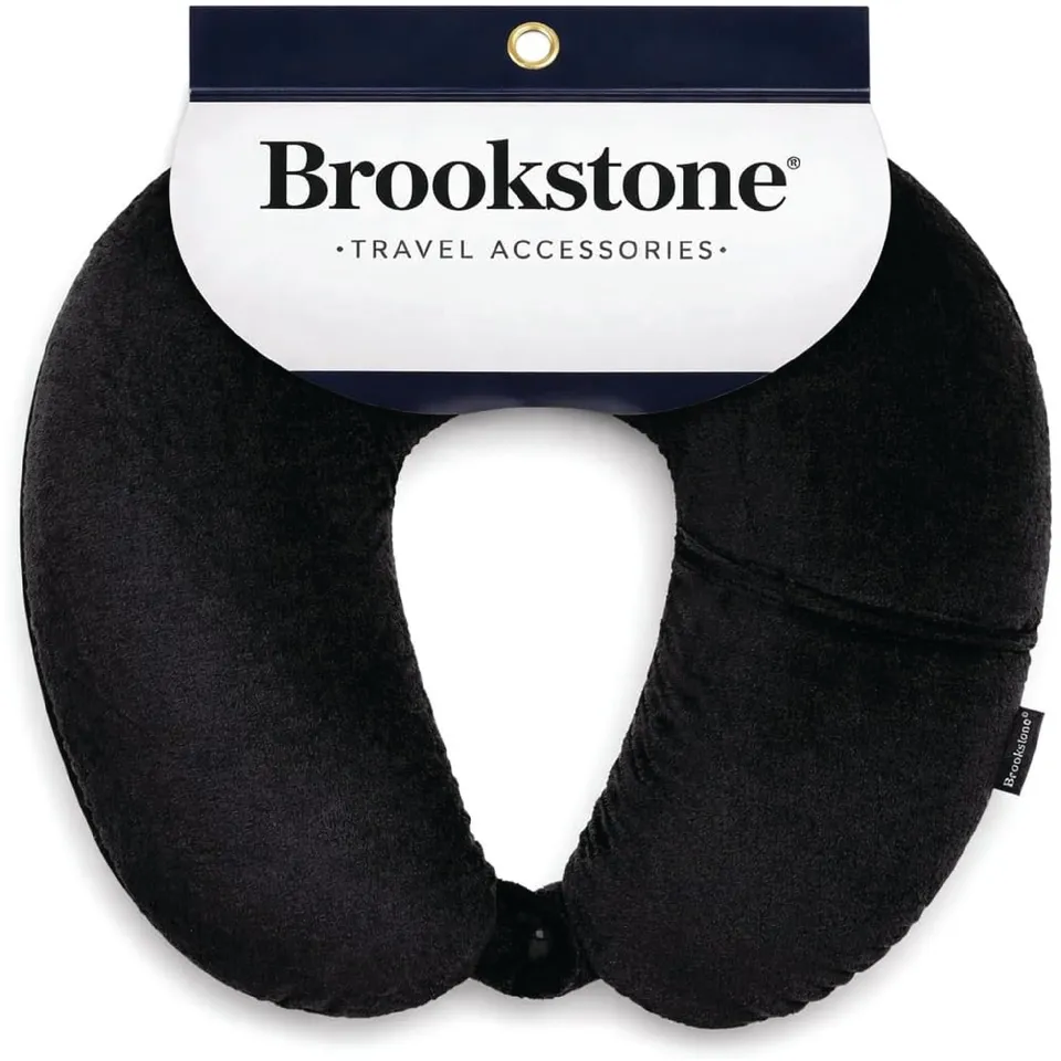 brookstone-microbead-neck-pillow-super-soft-cozy-lightweight-travel-pillow-with- image 1