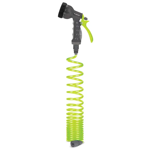 brookstone-25-ft-coil-hose-with-multiple-function-nozzle-9-spray-settings-memory image 1