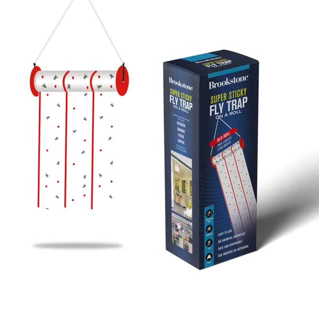 brookstone-super-sticky-fly-trap-on-a-roll-30-feet-of-long-lasting-adhesive-chem image 1