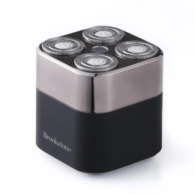 brookstone-4-head-rotary-shaver-cordless-rechargeable-electric-razor-with-led-di image 1