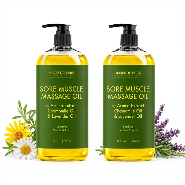 majestic-pure-sore-muscle-massage-oil-with-lavender-and-chamomile-8-fl-oz-pack-o image 1