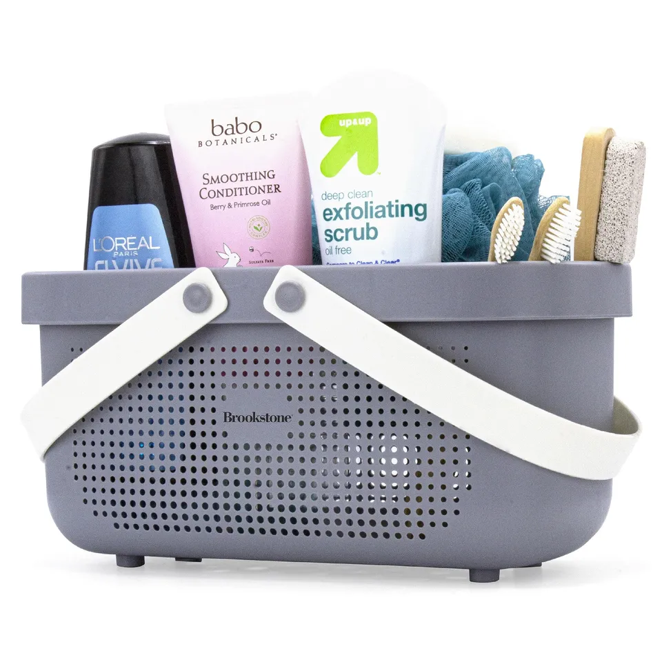 brookstone-modern-large-portable-shower-caddy-with-soft-silicone-handle-bpa-free image 1