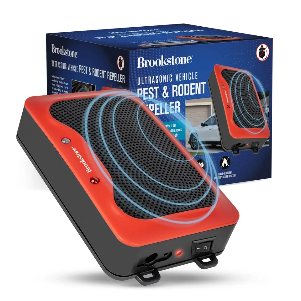 brookstone-ultrasonic-vehicle-pest-rodent-repeller-ultrasonic-waves-strobe-light image 1