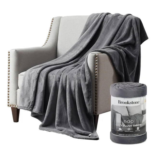 brookstone-nap-plush-throw-blanket-oversized-60x70-premium-weight-500-gsm-super- image 1