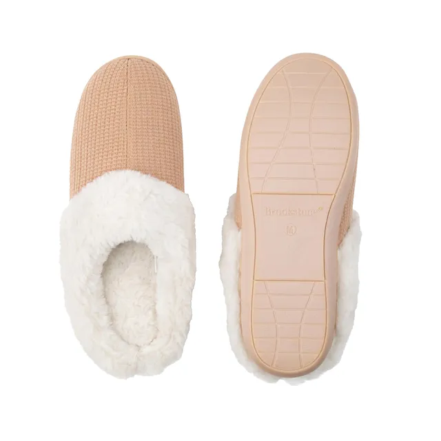 brookstone-classic-comfort-memory-foam-indoor-slippers-for-women-plush-non-slip- image 1