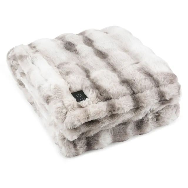 brookstone-heated-faux-fur-throw-blanket-electric-4-heat-settings-4-hour-auto-sh image 1