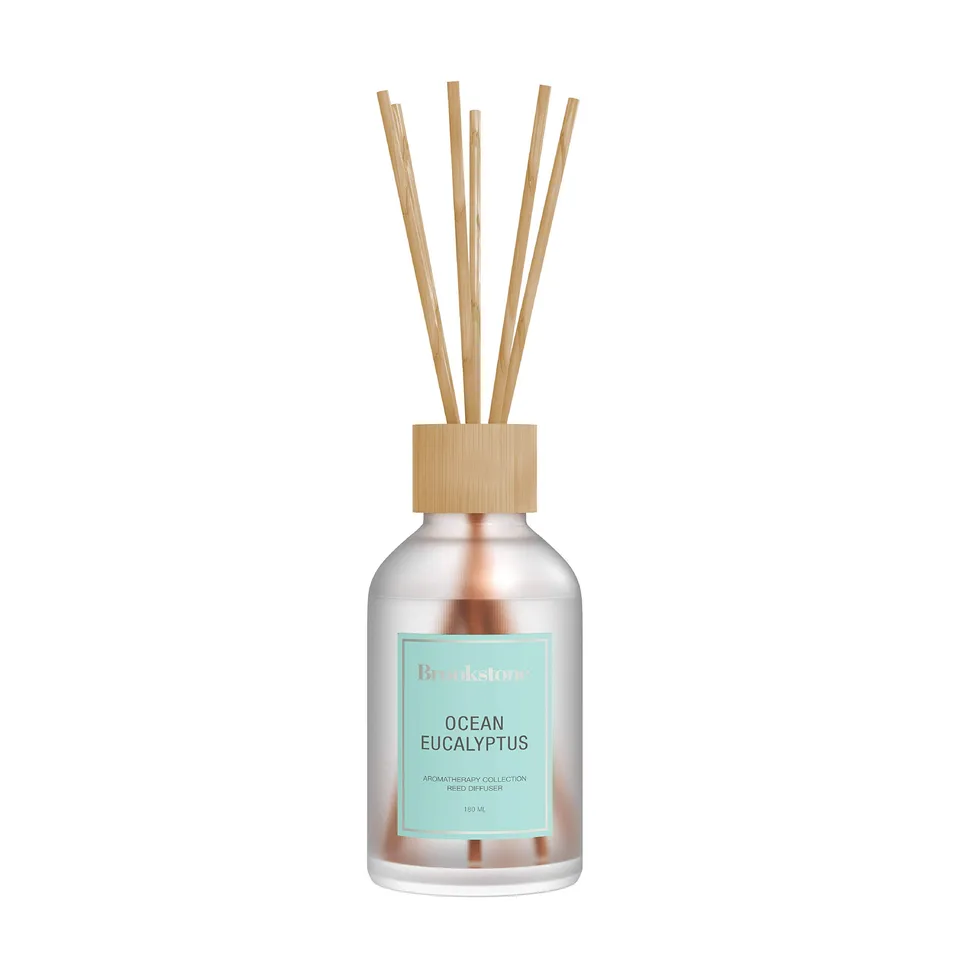 brookstone-180-ml-reed-diffuser-ocean-eucalyptus-fragrance-8-natural-wooden-reed image 1