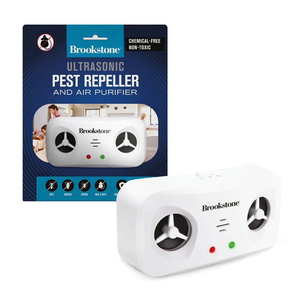 brookstone-ultrasonic-pest-repeller-and-air-purifier-dual-function-device-for-a- image 1