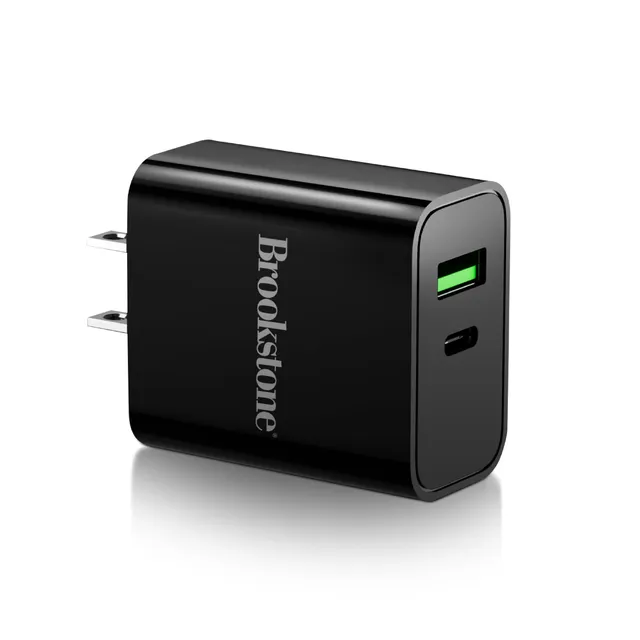 brookstone-dual-port-fast-charging-adapter-20w-usb-c-usb-a-wall-charger-for-ipho image 1