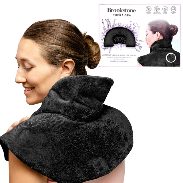 brookstone-thera-spa-cooling-warming-heated-neck-shoulder-wrap-lavender-infused- image 1