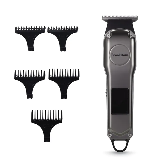 brookstone-metallic-cordless-t-blade-hair-clipper-precision-cutting-with-recharg image 1