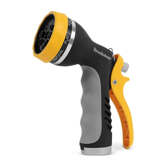 brookstone-water-hose-nozzle-8-pattern-garden-hose-sprayer-metal-construction-he image 1