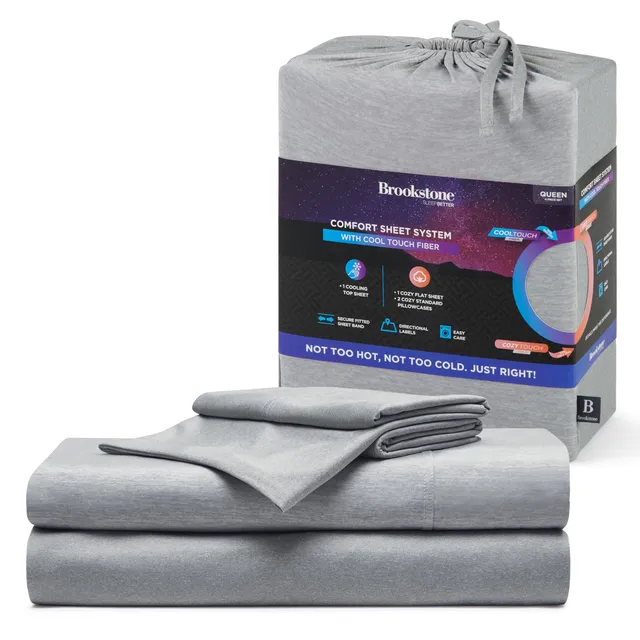 brookstone-comfort-queen-sheet-set-4-piece-cooling-knit-sheets-for-hot-sleepers- image 1