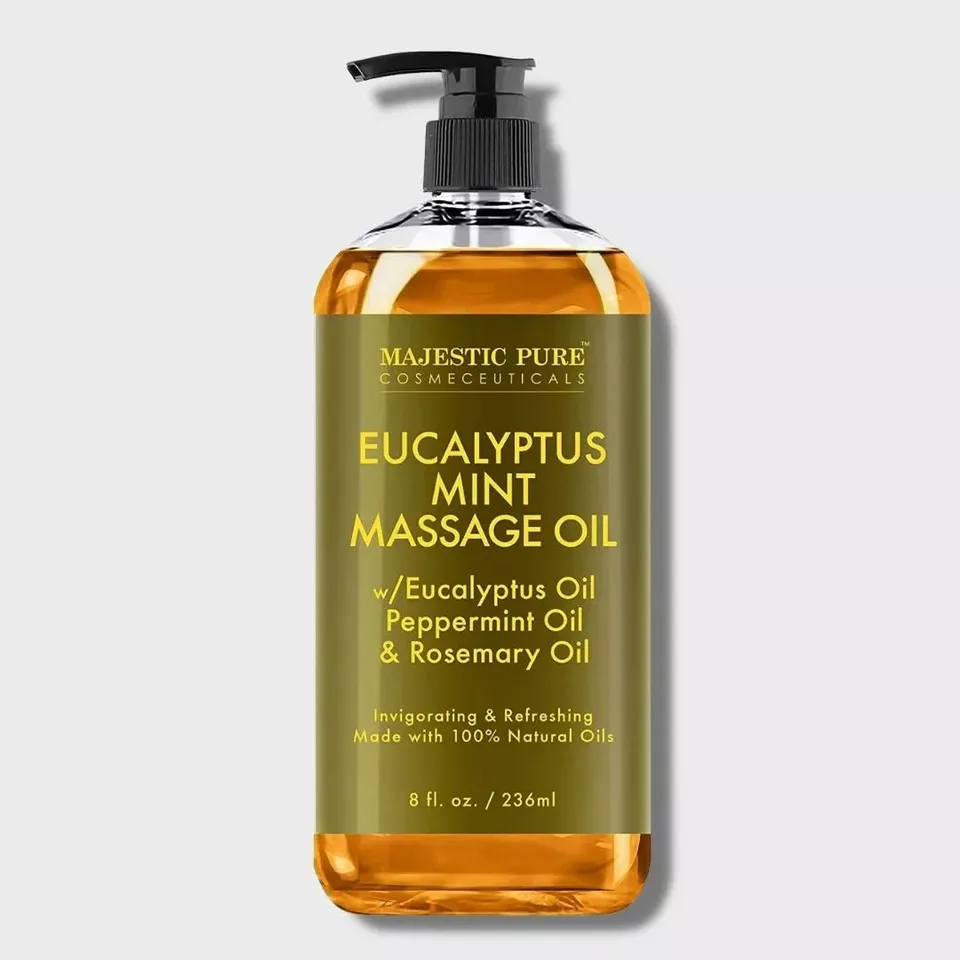 majestic-pure-eucalyptus-mint-massage-oil-8-fl-oz-invigorating-natural-oil-for-s image 1