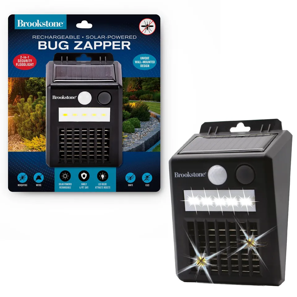 brookstone-rechargeable-solar-powered-bug-zapper-and-floodlight-2-in-1-outdoor-p image 1