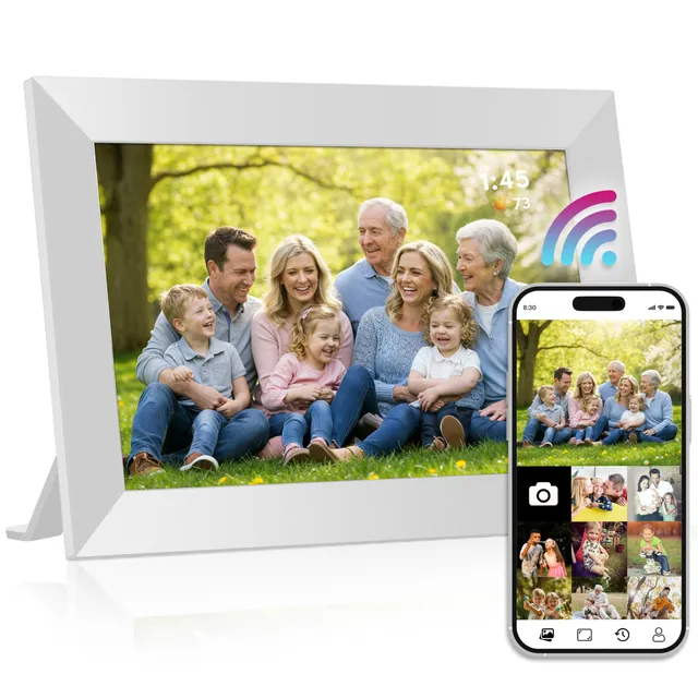 brookstone-10-inch-wi-fi-digital-picture-frame-with-touchscreen-and-32gb-storage image 1