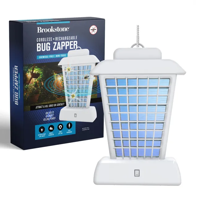 brookstone-lantern-bug-zapper-cordless-rechargeable-with-800v-grid-and-4-uv-leds image 1