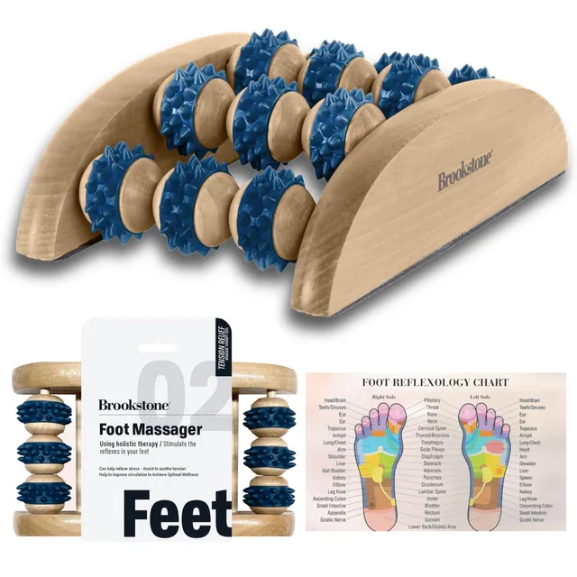 brookstone-foot-roller-massager-for-plantar-fasciitis-relief-wood-foot-massager- image 1