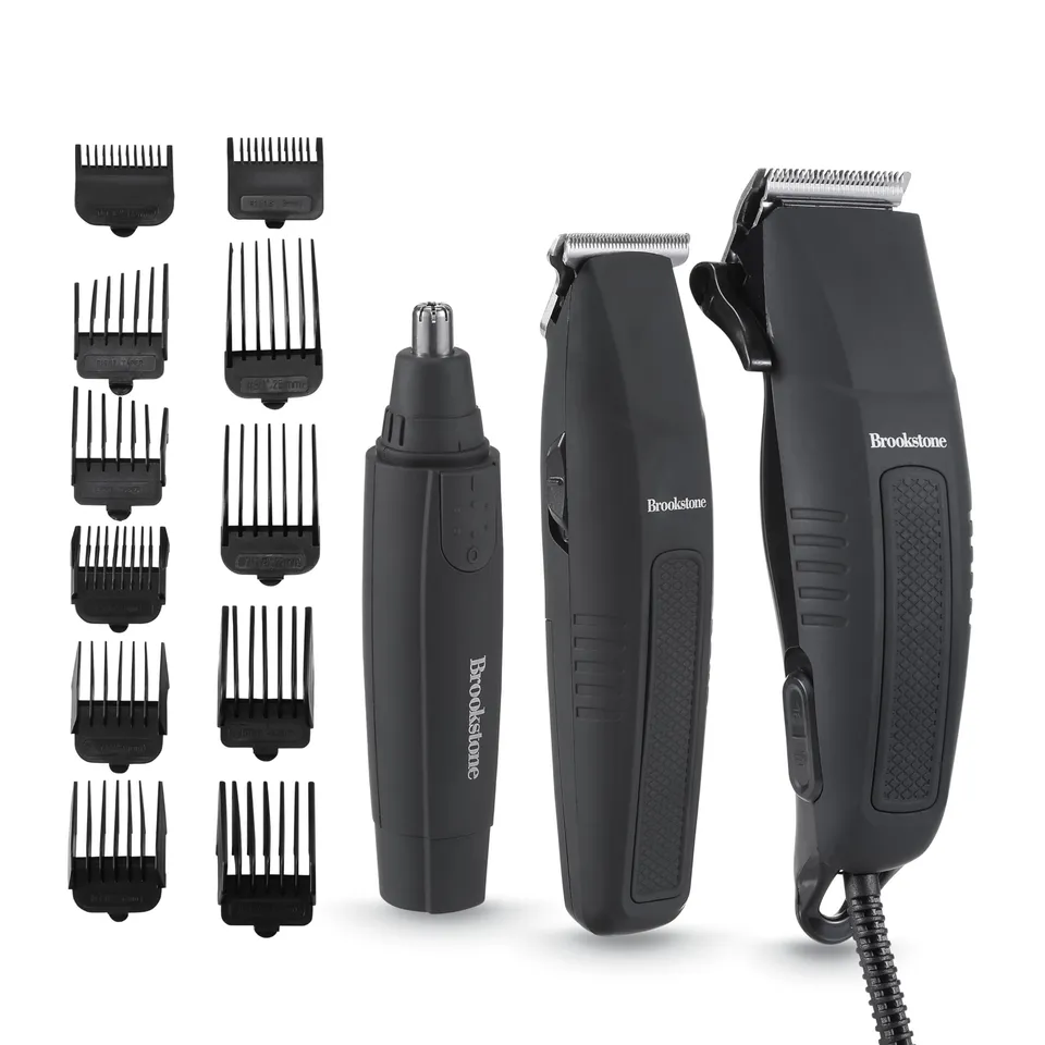 brookstone-grooming-combo-kit-all-in-one-beard-hair-and-body-trimmer-set-with-du image 1