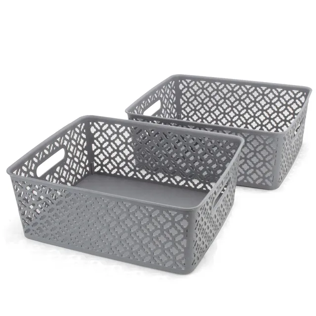 brookstone-2-pack-large-storage-baskets-with-handles-decorative-woven-plastic-bi image 1