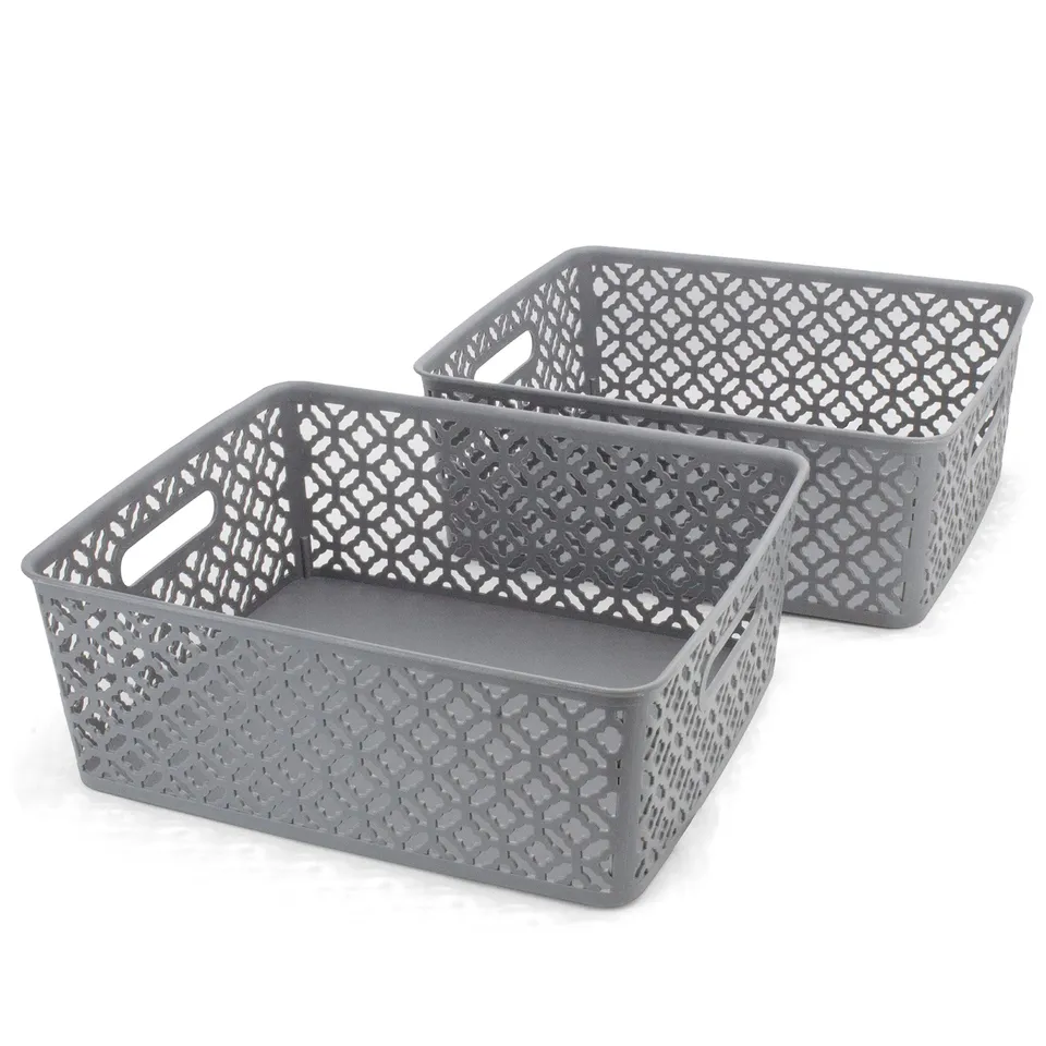 brookstone-2-pack-large-storage-baskets-with-handles-decorative-woven-plastic-bi image 1