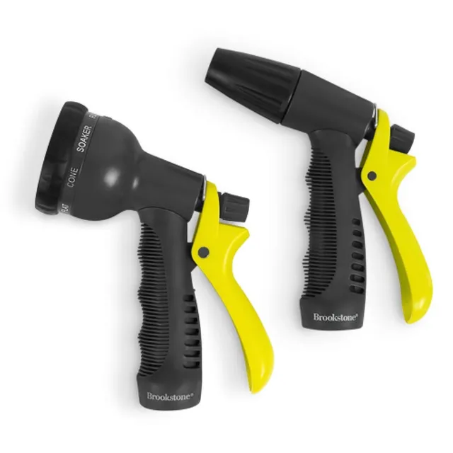 brookstone-2-piece-garden-hose-nozzle-8-mode-adjustable-spray-nozzle-pistol-nozz image 1