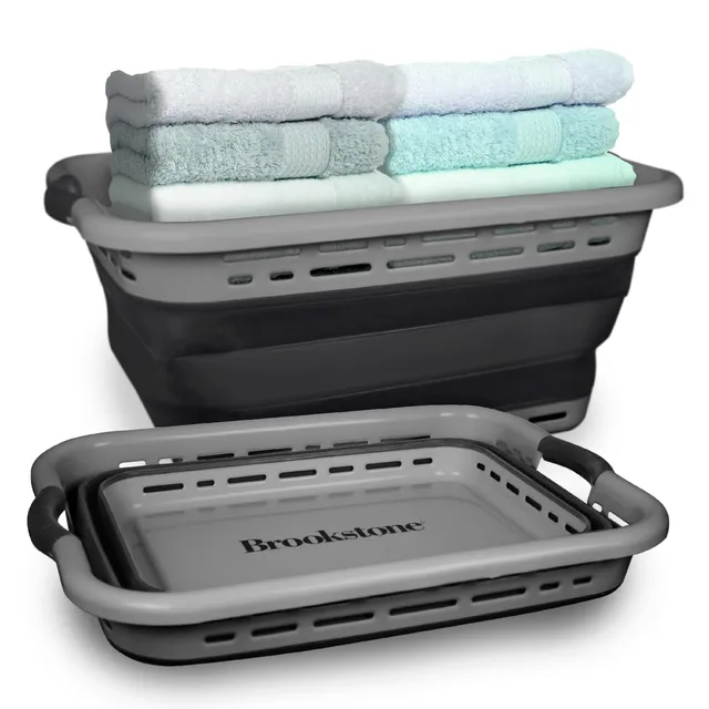 brookstone-11-gallon-xl-24-collapsible-laundry-basket-clothes-hamper-space-savin image 1