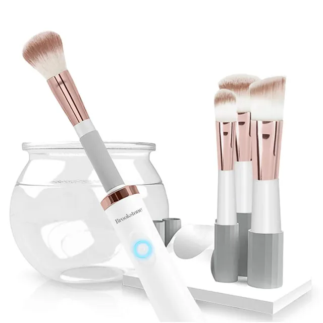brookstone-30-second-electric-makeup-brush-cleaner-spinner-washer-dryer-with-8-s image 1