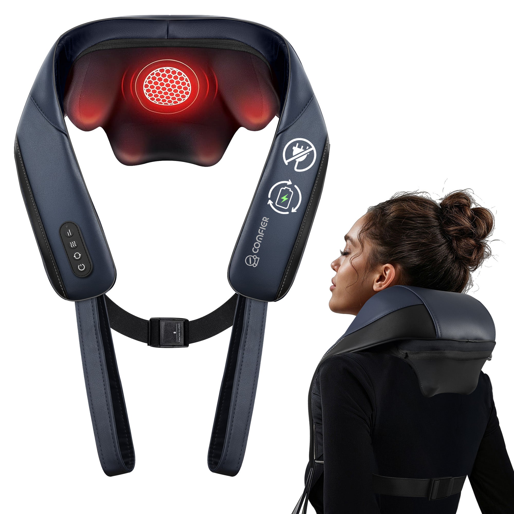 comfier-cordless-neck-and-shoulder-massager-with-heat-rechargeable-model-6702 image 1