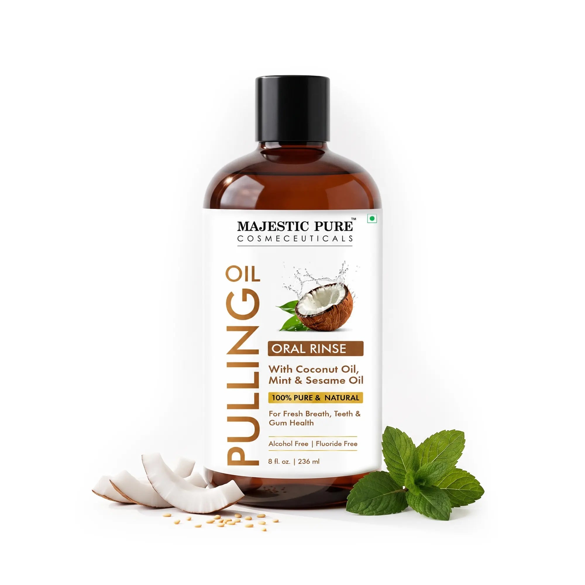 majestic-pure-oil-pulling-8-fl-oz-mint-flavored-natural-coconut-oil-mouthwash image 1