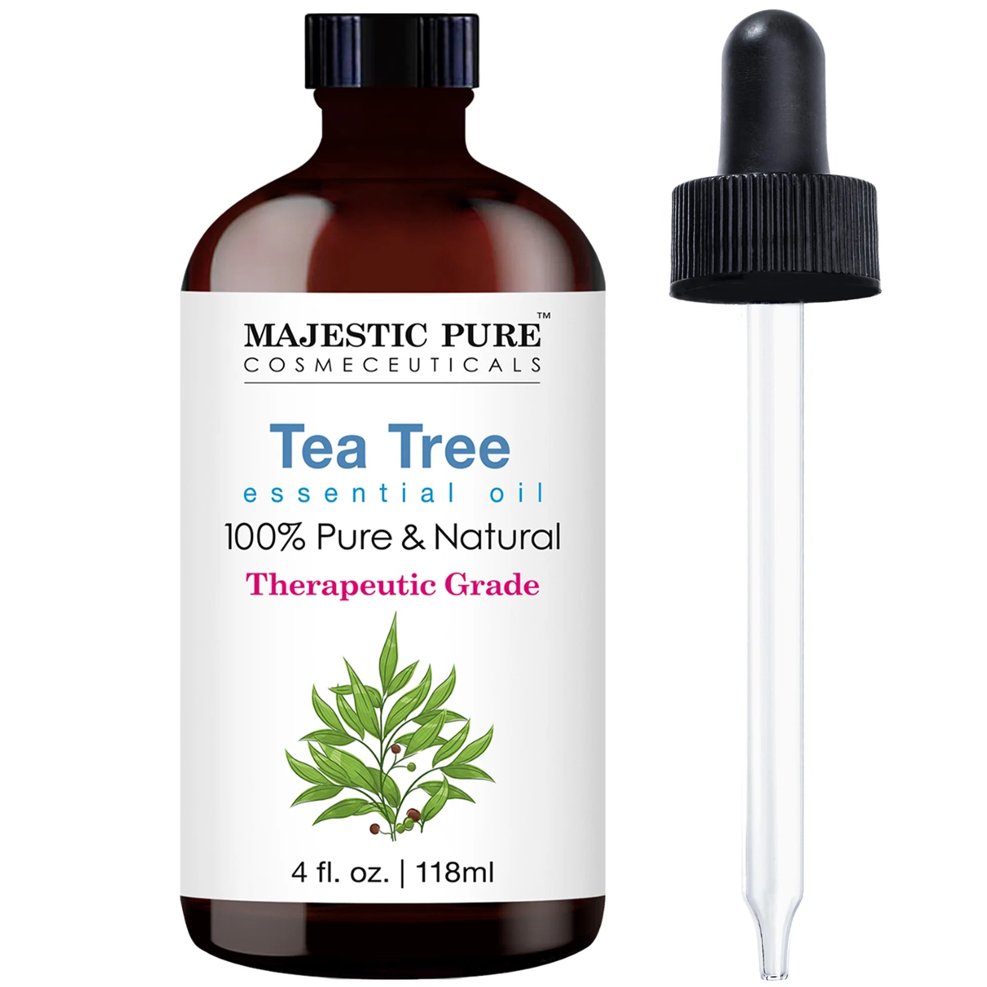majestic-pure-tea-tree-essential-oil-100-pure-and-natural-4-fl-oz-for-acne-dandr image 1