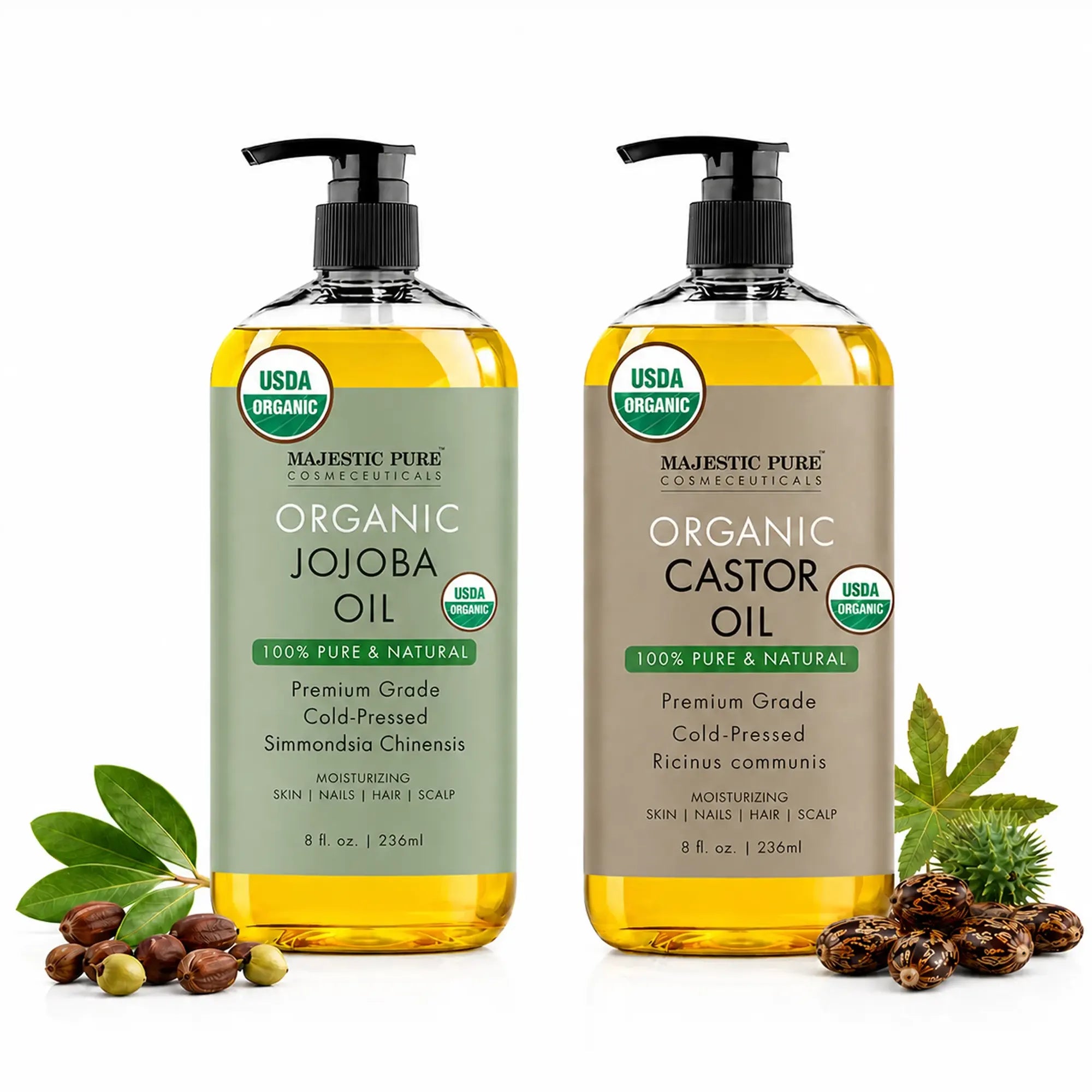 majestic-pure-daily-ritual-duo-organic-jojoba-oil-organic-castor-oil-2-piece-set image 1