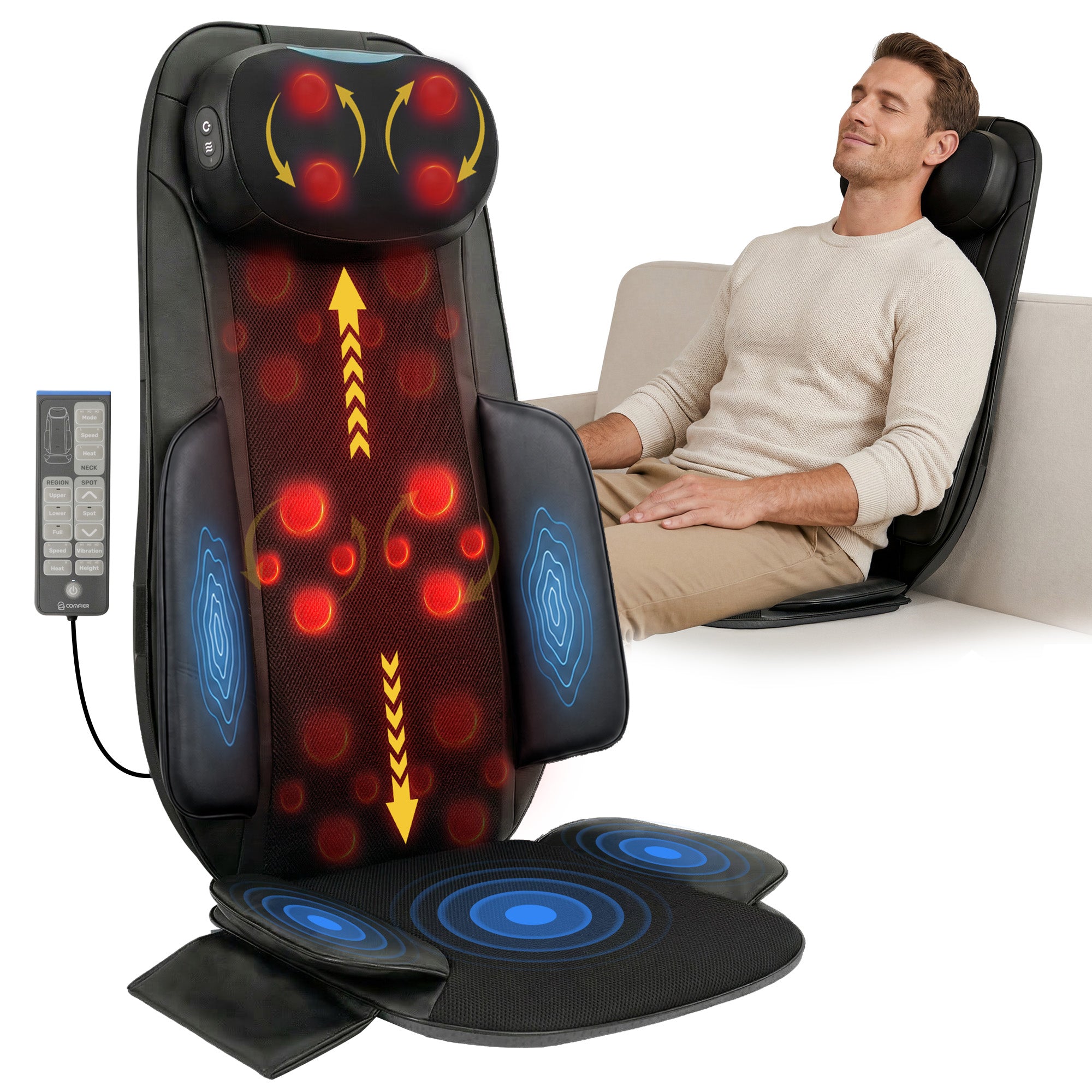 comfier-2523-shiatsu-neck-back-massager-with-graphene-heat-foldable-massage-chai image 1