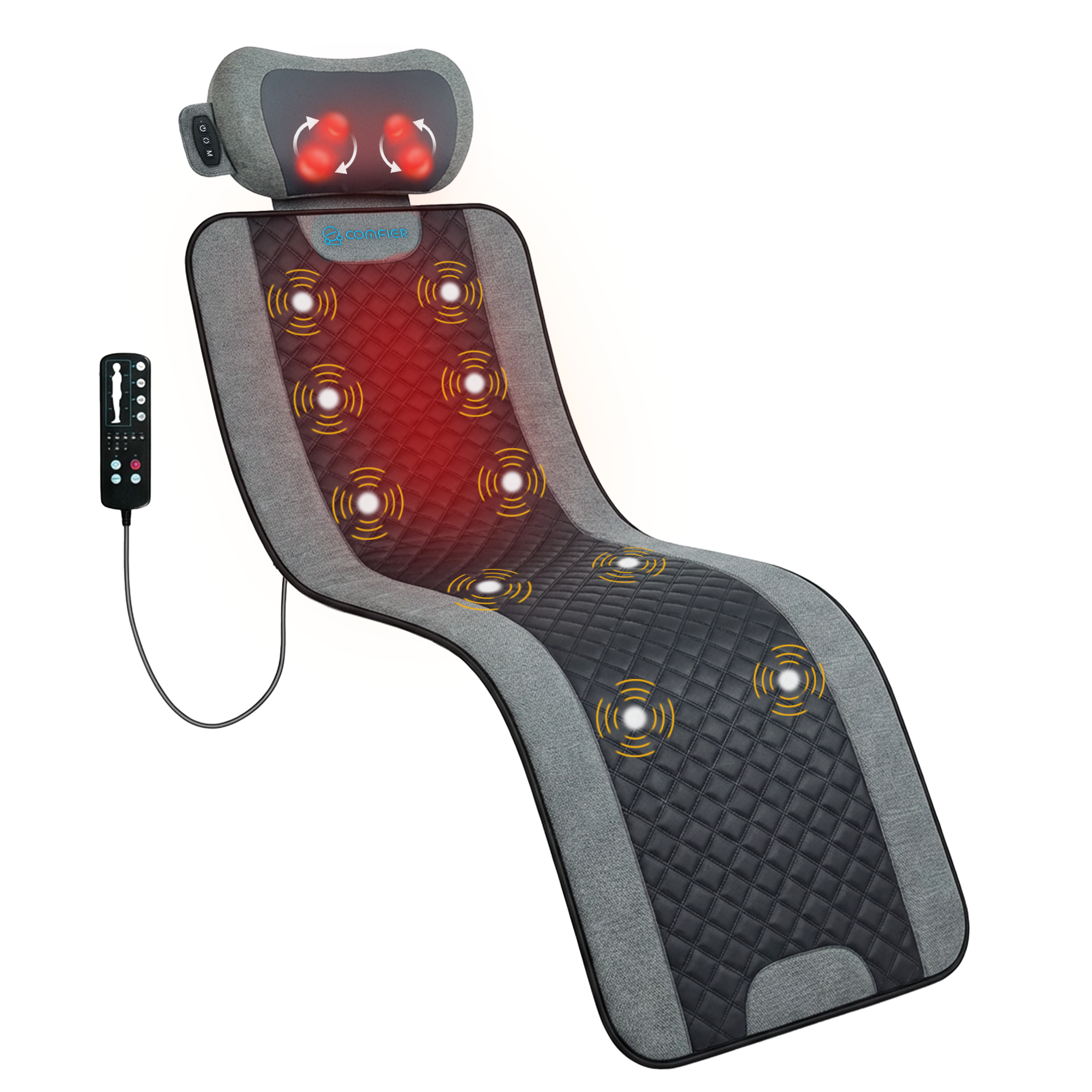 comfier-3408-10-motor-vibration-massage-mat-with-detachable-shiatsu-neck-pillow image 1