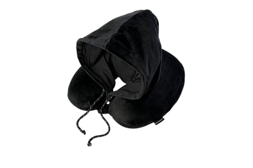 brookstone-neck-travel-pillow-u-shaped-memory-foam-hooded-neck-pillow-with-snap- image 8